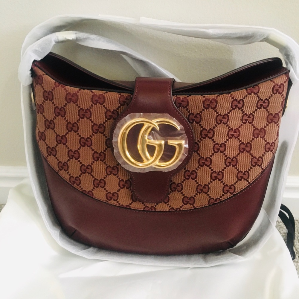 New Authentic Gucci Medium GG Canvas & Leather Shoulder Bag - Picture 7 of 12